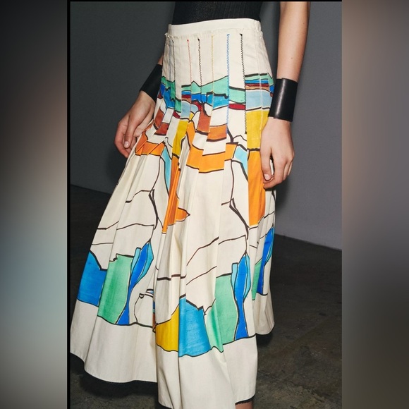 🔥🔥Zara ZW collection printed pleated skirt - Picture 4 of 10